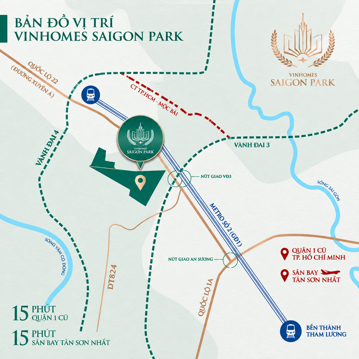 Vị trí Metro số 2 và Vinhomes Hóc Môn