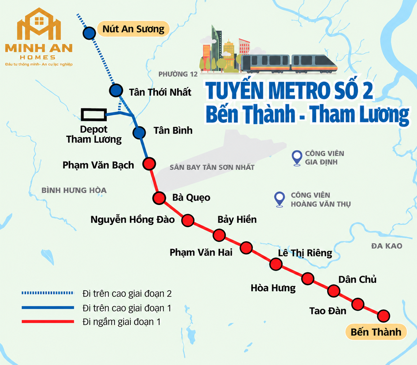 những tuyến đường Metro 2 đi qua